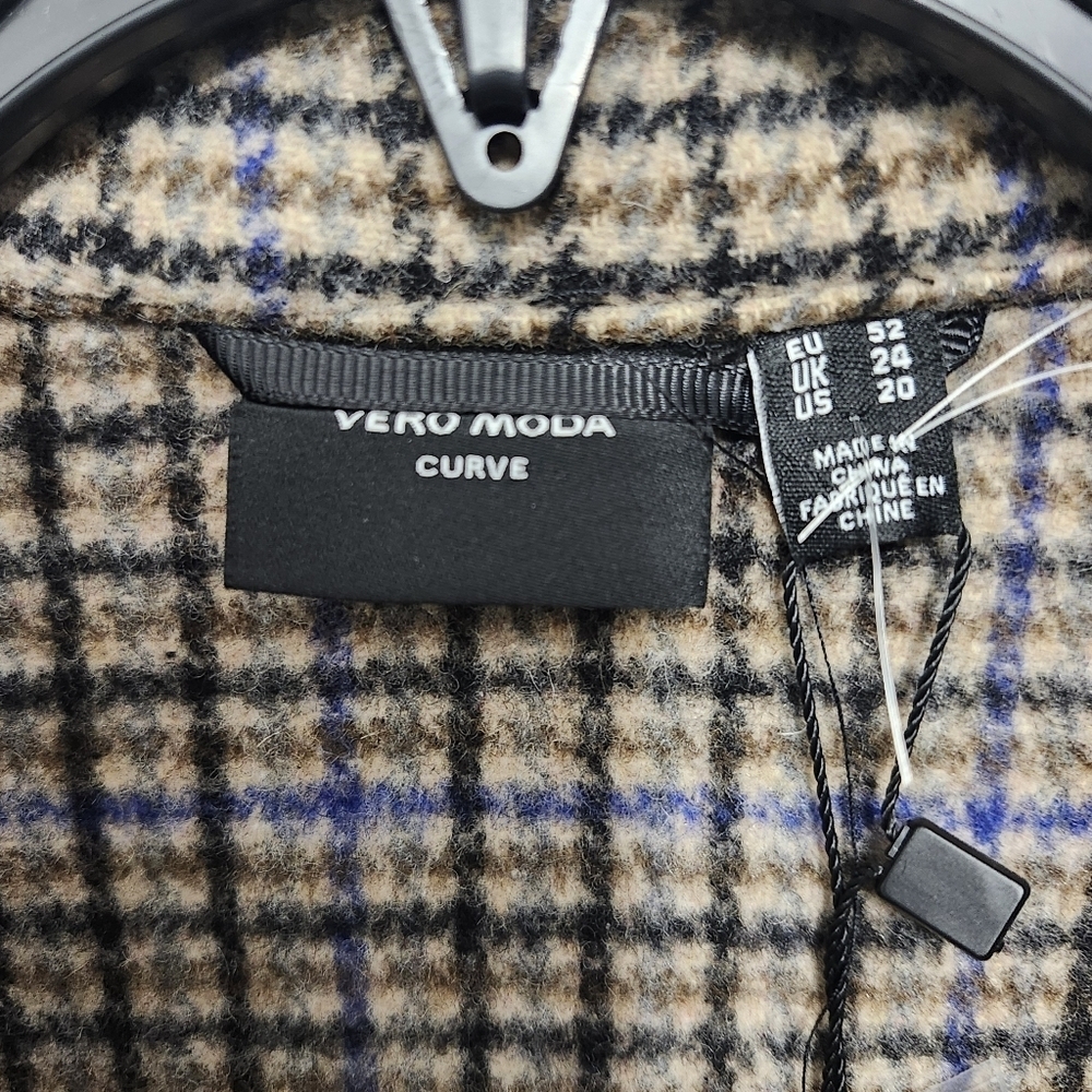 Vero moda curve women's long wool blend Shacket size 20 plaid new with ta… - Picture 4 of 10